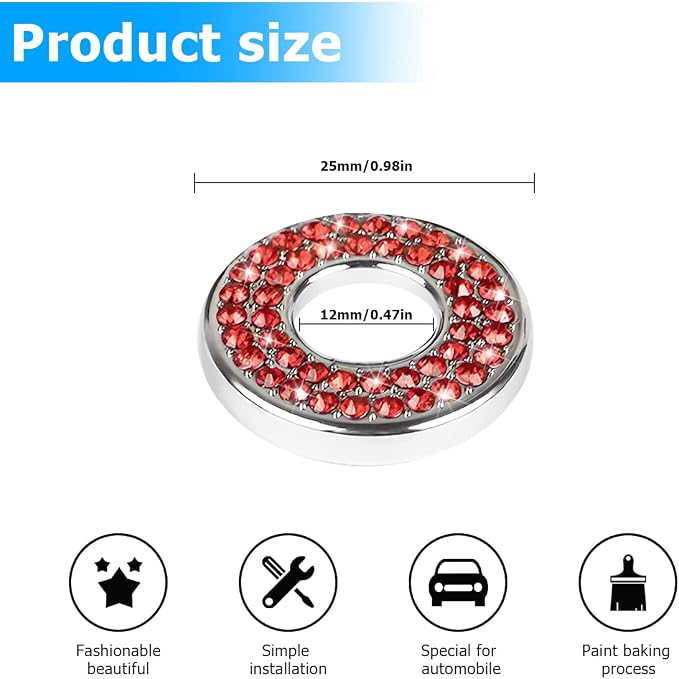 4PCS Bling Inner Car Door Lock Cover Stickers, Rhinestones Pull Rod Bolt Decorations, Crystal Auto Decals for Women Girls, Sparkly Car Door Lock Pin Caps for C Class C200L GLC260 C260L