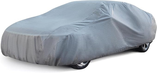 Season Guard Sedan 228" Car Cover, Dustproof Lightweight Indoor & Outdoor | Breathable polypropylene layer, fits sedans up to 228", includes storage bag & antenna patch, elastic hem for secure fit
