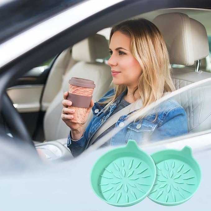 Mandark 4PCS Car Cup Holder Coaster, Non-Slip Recessed Insert Vehicle Cup Mat, 2.75 Inch Waterproof Universal Automotive Interior Drink Cup Pad Accessories for Most Trucks SUVs (Green)