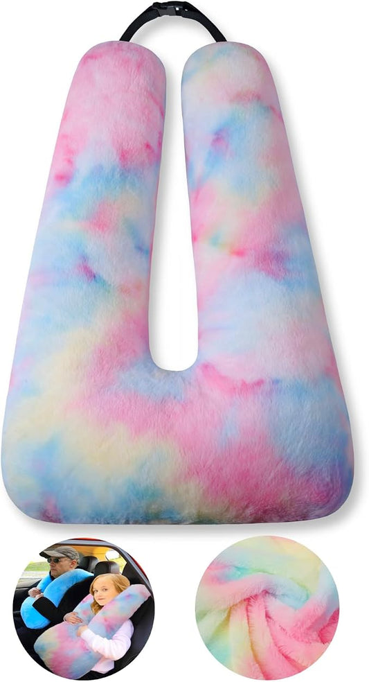 FHSGGP Travel Pillow Car Pillow Kid Car Sleeping Colorful Pink | The Sleeping Aid for Adults and Kids on Road Trips Kids Travel Pillow