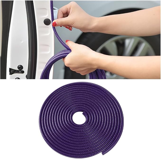 Osilly Car Door Rubber Seal Strip, 32.8Ft Self Adhesive Weather Stripping Automotive Edge Trim, Weatherstrip Soundproof Vehicle Tailgate Window Sealing Cover, Universal for SUV RV Truck (Purple)
