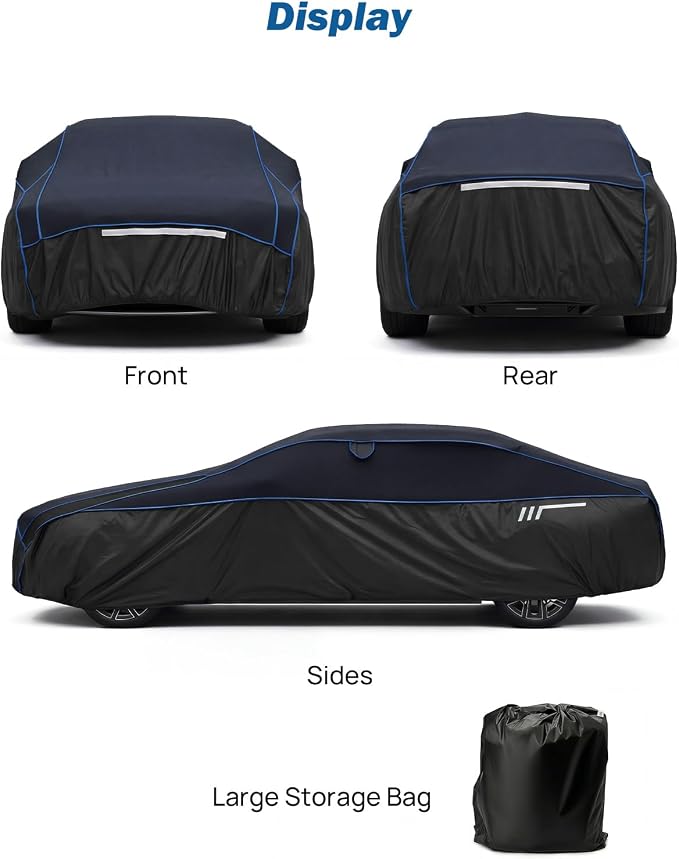 JOYTUTUS Hail Protector Car Cover for Sedan (186-193 in), Thick EVA Padded Anti-Hail Cover, Waterproof All Weather Hail Protection Car Cover