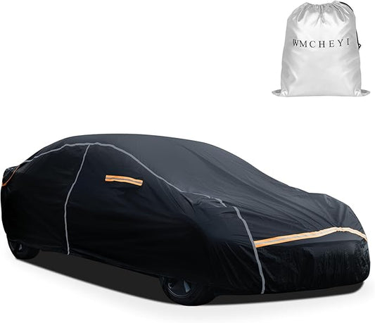 Car Covers for Automobiles, 6 Layers Car Cover Waterproof All Weather, Full Exterior Cover with Zipper, Outdoor Car Cover Sun UV Rain Snow Wind Protection, Fit for Tesla Model 3