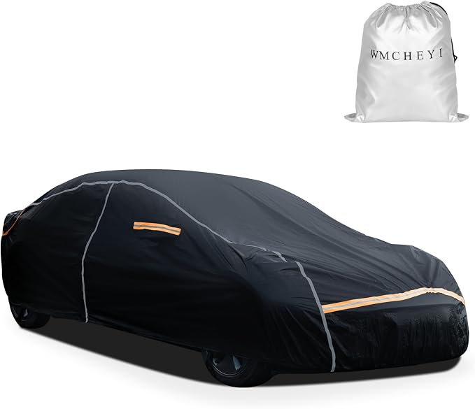 Car Cover Waterproof All Weather, 6 Layers Car Covers for Automobiles, Full Exterior Cover with Zipper, Outdoor Car Cover Sun UV Rain Snow Wind Protection, Fit for 196"(196*74*59 inch)Sedan
