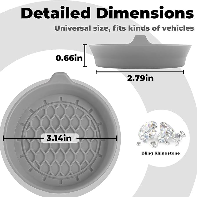 4 PCS Car Cup Coasters, Universal Cup Holder Coaster for Car Accessories, CupHolders Insert for Women Non-Slip Silicone Car Cup Holder Coasters