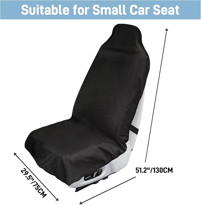 Waterproof Car Seat Cover Towel, Universal Fit Seat Protector for Cars and Small SUVs Anti-Slip Front Seat Protectors for Gym, Pets & Travel, Black, Machine Washable