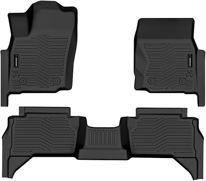 Auxko All Weather Floor Mats for Toyota Tacoma Double Cab 2024-2026 SR SR5 TRD Limted (Gas Only not Hybrid) TPE Liner Accessories Odorless Anti-Slip Interior Mat for 4th Gen Tacoma 4 Door Black