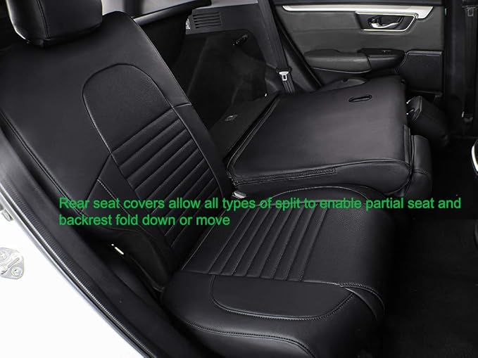 EKR Car Seat Covers for Honda CRV 2012-2014 LX Leatherette Full Set | Custom Fit for Honda CRV 2012 2013 2014 LX ,Factory-Style Interior Upgrade,Easy-Wipe,Faux Leather(Black)