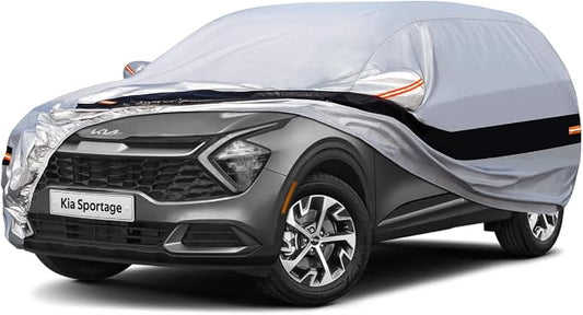 10 Layers SUV Car Cover Custom Fit for Kia Sportage (2010-2024) Waterproof All Weather for Automobiles, Outdoor Full Cover Rain Sun UV Protection.Silver