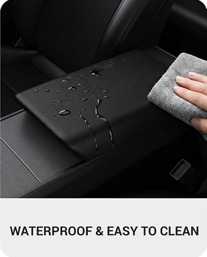BASENOR Center Console Armrest Cover for 2025 2026 Tesla Model Y Juniper Tesla Model 3 Highland Non-Slip TPU [No Logo] Pet Scratch Resistant Accessories Black (Standard/Premium/Performance)