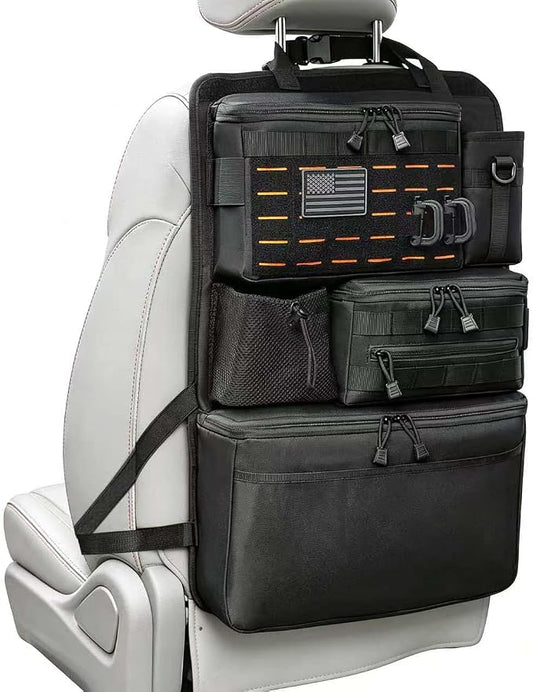 Upgraded One-Piece Universal Car Seat Back Organizer with Multiple Pockets | Tactical Car Backseat Organizer, for Cars SUV Trucks Jeeps Pickups