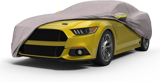Seal Skin Covers Waterproof Car Cover for Sedan, All Weather UV Protection, Windproof Straps, Dustproof, Soft Cotton Lining, Outdoor Automobile Cover with Mirror Pockets(178"-185" L X 59" H)