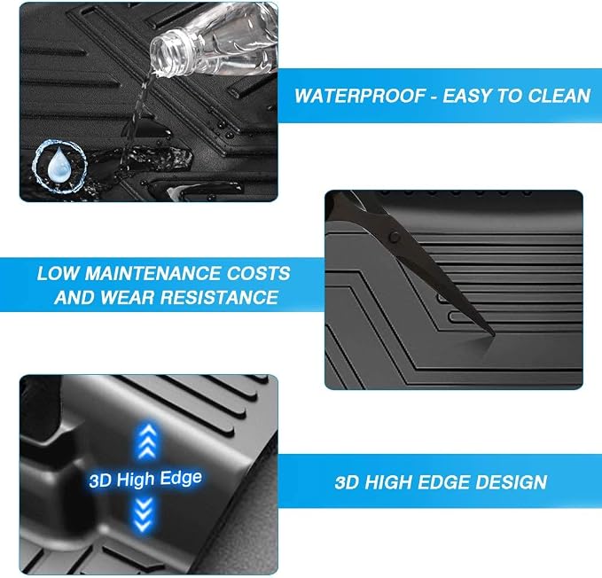 KUST Floor Mats for 2016-2023 Jeep Cherokee Accessories (Not for Grand Cherokee), All Weather Car Mats Front Rear 2 Rows Floor Liners TPE Rubber Raised Edge