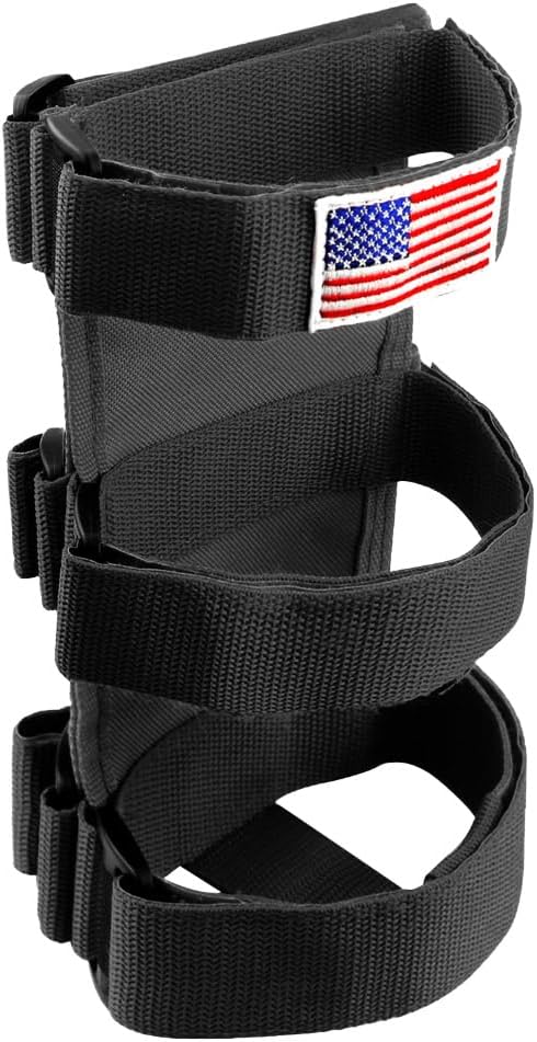 Ohleats Roll Bar Fire Extinguisher Holder, Adjustable Fire Extinguisher Mount Strap with American Flag Pattern, Car Accessories Fixed Belt for Wrangler JK JKU TJ CJ Gladiator (Black)