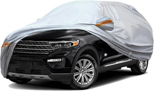 TUCAREST 6 Layers Full Car Cover for SUV- Waterproof, Insulated, Anti-UV, Snow-Proof, Hail-Resistant, Anti-Wind, All-Weather, Thickened Protection, up to 211 in