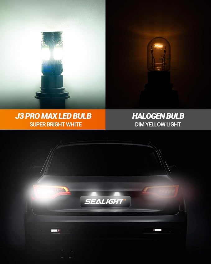 SEALIGHT 7443 LED Bulbs White, 7440 T20 LED Light Anti Hyper Flash With Turbo Fan, 30W 3200LM Super Bright for Backup Reverse Light and Tail Parking Light, CK&Standard Socket, Pack of 2
