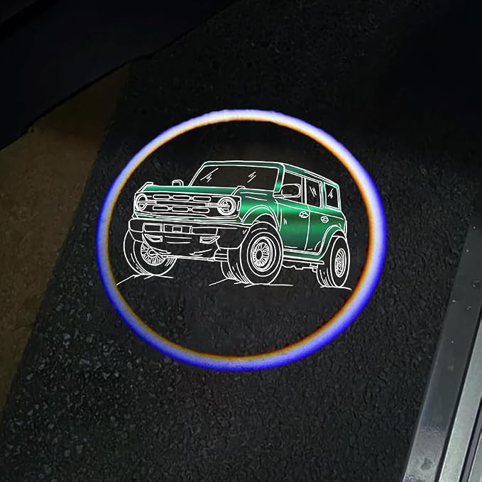 2Packs Car Door Lights Car Door Shadow Lights Projector Welcome Courtesy Lights (b-car-Green)