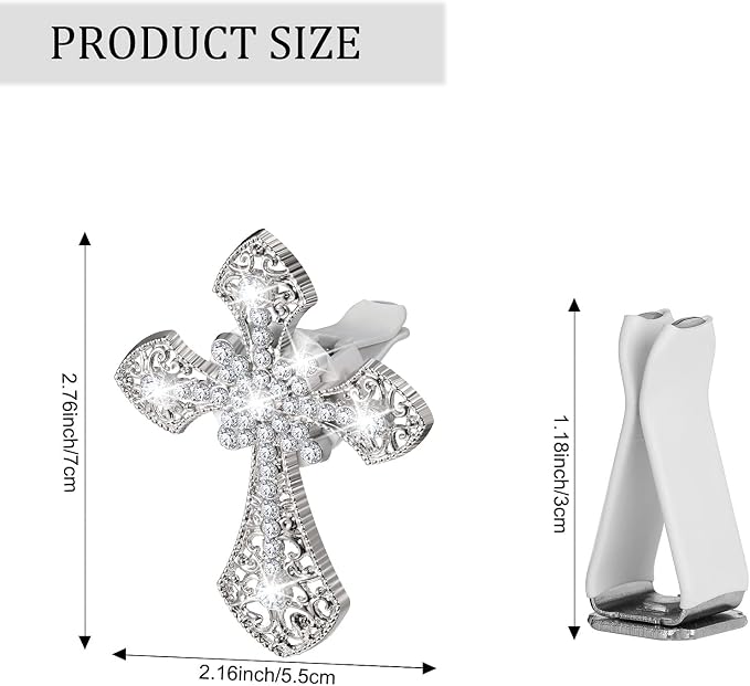 Frienda Bling Car Air Vent Clip Crystal Cross Rhinestone Vehicle Air Conditioner Outlet Vent Charm Car Bling Accessories for Women Wheels Interior Decoration(Silver)