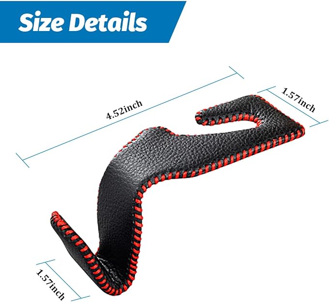 Car Seat Headrest Hook, 2PCS Vehicle Back Seat Hanger Holder Hook, Automotive Interior Headrest Storage Organizer for Handbag Purse Coat, Universal for SUV RV Pickup (Black Red)
