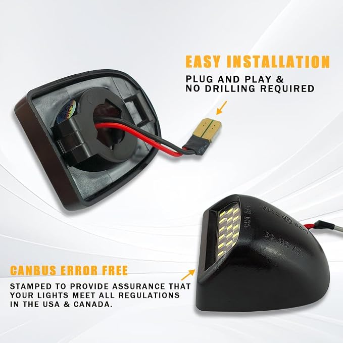 LED License Plate Light Assembly Compatible with Chevy Silverado GMC Sierra 1500 2500HD 3500HD (2019-2024), Tahoe Suburban Yukon Escalade, 48-SMD 6500K White Rear Tag Lamp, Plug & Play