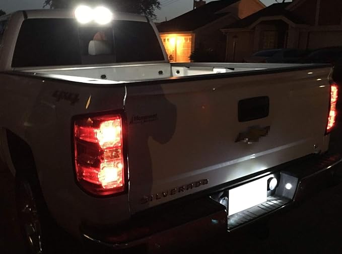 iJDMTOY OEM-Fit 3W Full LED License Plate Light Assembly Kit Compatible With Chevrolet Silverado Colorado GMC Canyon Sierra 1500 2500 3500 Truck, Powered by 15-SMD Xenon White LED Diodes