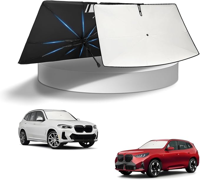 KUST Sun Shade Umbrella for 【BMW X3 2018-2024】 | Custom Fit Windshield Sunshade | Foldable Sunshade with Bendable Handle | Blocks Heat & UV Scratch Resistant Keep Your Car Cool Sunshield