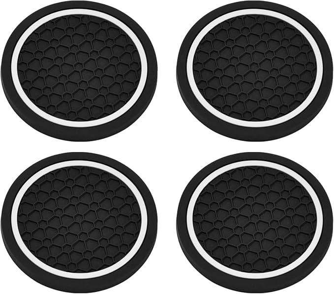 4PCS Car Cup Holder Coasters, 2.75 Inch Non-Slip Insert Water Bottle Holder Pads, Dustproof Automotive Interior Accessories Mat, Universal for Vehicles, Trucks, RVs and More (White)
