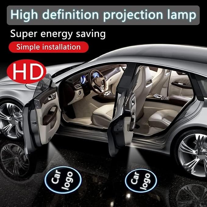 Custom Car LED Door Light Logo Projector Automobile Brand Logo Car Door Lights LED Ghost Shadow Light Projector for car Brand Series Compatible (Carbon Fibre, 4)