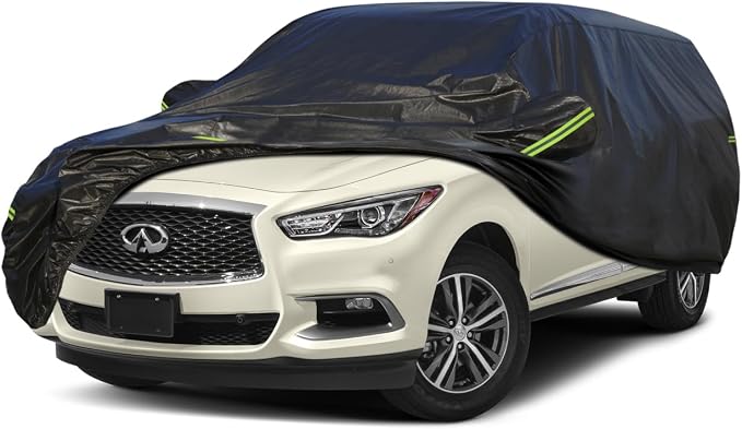 KouKou Waterproof SUV Car Cover Suitable for Infiniti QX60 (2013-2024), 6 Layers Windproof All Weather Waterproof Outdoor Cover Sun Rain UV Dust Snow Protection. Black