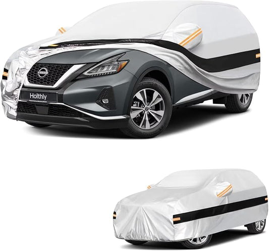 10 Layers SUV Car Cover Custom Fit for Nissan Murano(2002-2026), Waterproof All Weather for Automobiles, Outdoor Full Cover Sun Dust Rain Protection with Cotton. Silver