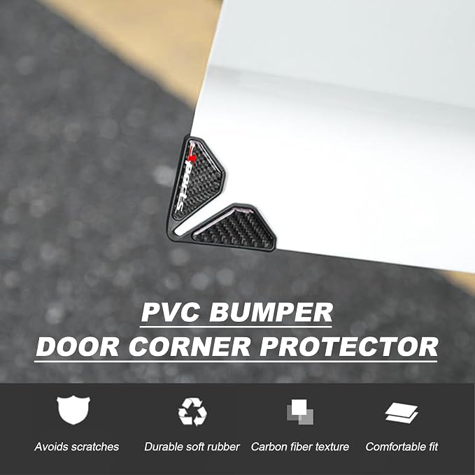 DXNQ 2 PCS Car Door Corner Protector Edge Guards, Real Carbon Fiber Anti-Collision Car Door Edge Protector, Self-Adhesive Decorative Auto Corner Protect, Vehicle Exterior Accessories (Black Sport)
