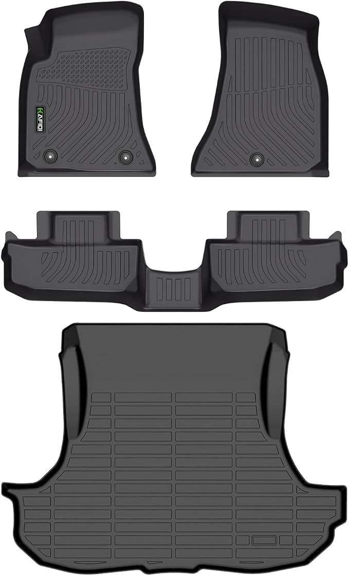 Floor Mats & Cargo Liner Custom for Dodge Challenger RWD 2015-2023 All Weather Protection TPE Heavy Duty Non-Slip Automotive Floor Liners Fits Full Set Accessories, Black