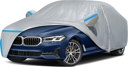Car Cover for 2007-2026 BMW 5 Series 528i 530i 535i 540i M5 M550i M550, Waterproof Custom-fit All Weather Sun Rain UV Dust Snow Protection Outdoor Car Cover with Door Zipper and Cotton Lining