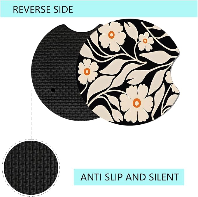 Car Cup Holder Coaster, Neoprene Universal Non-Slip Cup Holders, Car Accessories Interior for Women and Man Interior Sets 2 Pack (RYD-BD04)