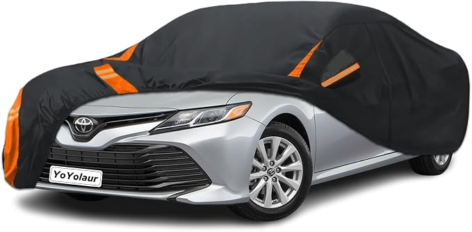 10-Layer for Toyota Camry Car Cover Waterproof All Weather for Automobiles, Outdoor Full Cover Soft Cotton Lining Rain Snow UV Protection with Door Zipper, Fit for Toyota Camry 1996-2025