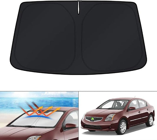 KUST Windshield Sun Shade for Nissan Sentra 2007-2012 Accessories Custom Fit Sunshade Foldable Window Sun Visor Protector Blocks UV Rays Keep Your Car Cooler