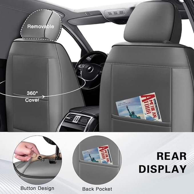 Fit for Toyota GR86 Seat Covers 2022-2026,Premium Leather, 360° Full Protection, Thick Padding & Memory Foam, Waterproof & Stain-Resistant Car Seat Cover Full Set (5 Seat,Gray&Black)