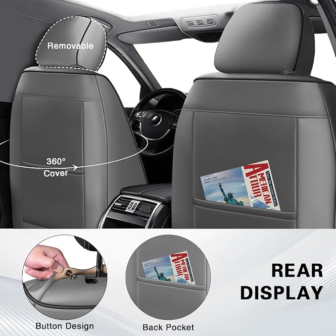 Fit for Toyota Sienna Seat Covers 2001-2026,Premium Leather, 360° Full Protection, Thick Padding & Memory Foam, Waterproof & Stain-Resistant Car Seat Cover Full Set (5 Seat,Gray&Black)