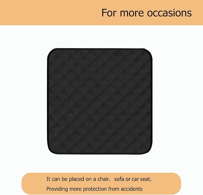 RIQINXIN Waterproof Incontinence Chair Pads Washable Seat Protector Pads for Chairs Incontinence Bed Pads Absorbent for Adults 3Pcs 21x22in Black