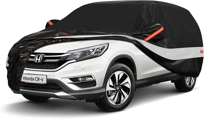 10 Layers SUV Car Cover Custom Fit for Honda CRV CR-V (2006-2026) Waterproof All Weather for Automobiles, Outdoor Full Cover Sun UV Rain Protection with Cotton.Black