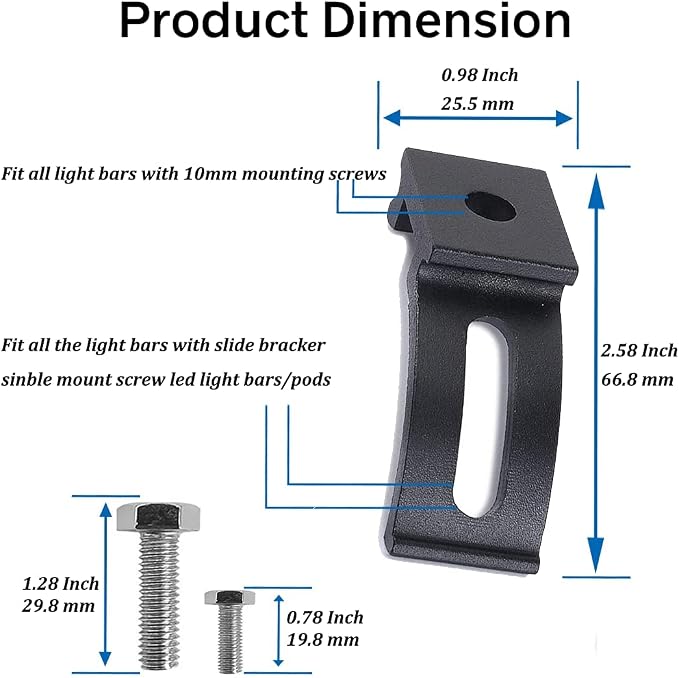 Base Mounting Bracket LED Light Bar Universal Slide Mounting Brackets 2PCS Adjustable Side Bracket Kit for Most Straight Lights Bar Work Lights Pod Lights from 4 inch up to 52 inch(Pack of 2)
