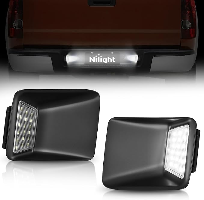 Nilight License Plate Lights Compatible with 2004 2005 2006 2007 2008 2009 2010 2011 2012 Chevy Colorado GMC Canyon with Black housing 6000K White 2PCS Pack
