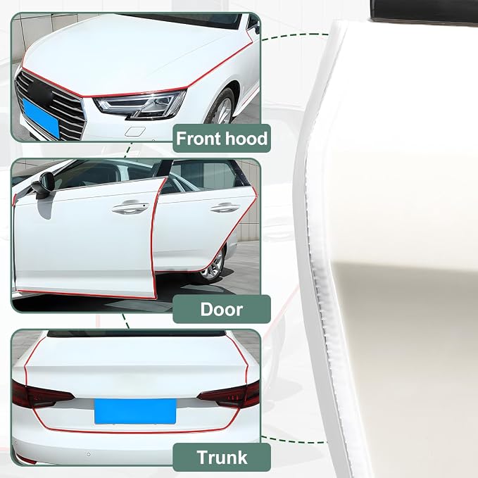 Osilly Car Door Protector Edge Guards, 33Ft Anti Collision U Shaped Automobile Door Seal Protector, No Glue Vehicle Exterior Edge Trim Protective Strip Accessories, Universal Fit (White)