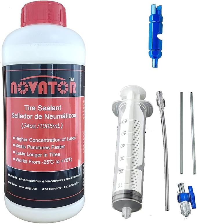 NOVATOR Endurance Bike Tire Sealant for Tubeless, Tubulars, Tubes, Seals Faster, Lasts Longer, Micro-Fiber for MTB, Road, Gravel Bicycle Tires