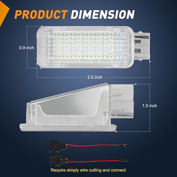 Nilight 2PCS LED Interior Door Panel Light Courtesy Warning Lights White Beam Plug and Play Compatible with Audi A3 A4 A5 A6 A7 S3 S4 S5 S6 S7 Q5 Q7 TT OEM Replacement CANbus Error Free