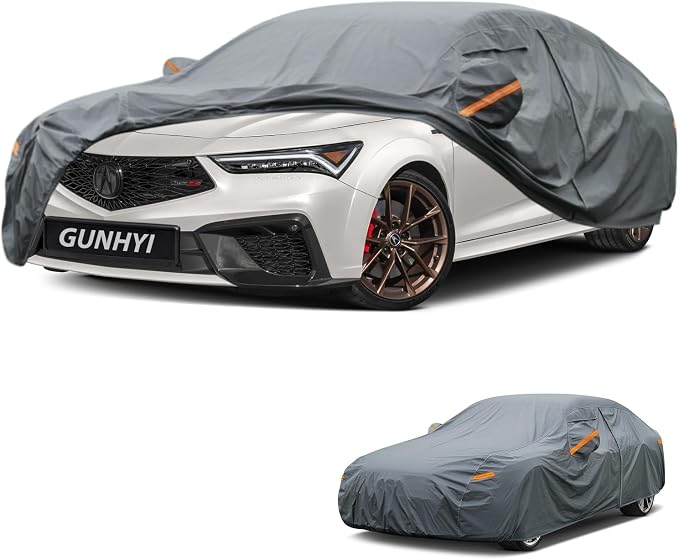 GUNHYI Premium Car Cover Custom Fit Acura Integra Sedan(1986-2001), 16 Layers Heavy Duty Car Cover Waterproof All Weather with Zipper Door for Sun Rain Snow Dust Uv Protection