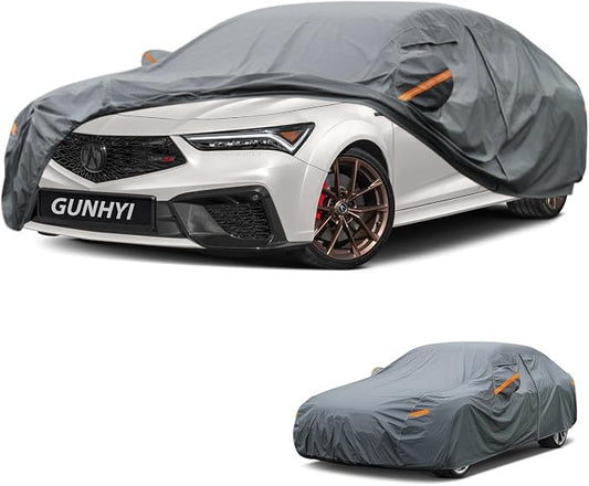 GUNHYI Premium Car Cover Custom Fit Acura Integra Sedan(1986-2001), 16 Layers Heavy Duty Car Cover Waterproof All Weather with Zipper Door for Sun Rain Snow Dust Uv Protection