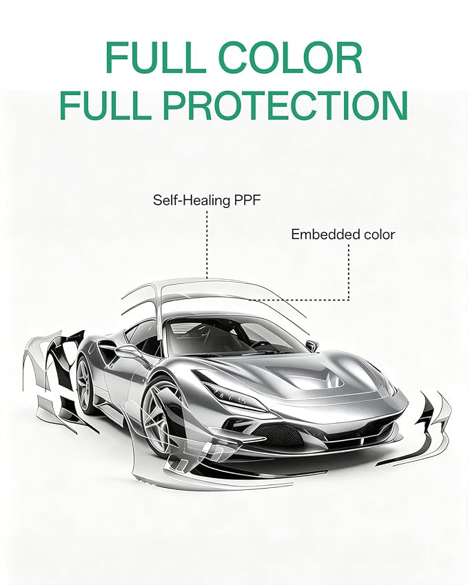 PPF, Dry Apply TPU PPF Vinyl Car Wrap Roll 1ft x 5ft, Paint Protection Vinyl Film (Gloss GT Silver)