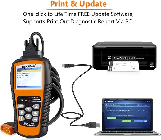 NEXPEAK NX501 OBD2 Scanner Enhanced Code Reader for All Post-1996 Vehicles | Professional OBD2 scanner reads/clears engine codes, monitors battery, 10 modes & live data on color screen，plug and play