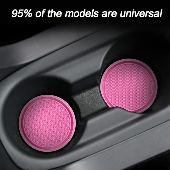 XINLIYA Car Cup Holder Coaster, 4 Pack 2.78 Inch Diameter Non-Slip Universal Insert Coaster, Durable, Suitable for Most Car Interior, Accessory for Women and Men (Pink)